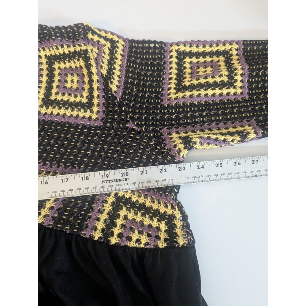 ASOS Curve Granny Square Crochet Top Flare Bell Sleeve mini dress v-neck Size 18 - Picture 4 of 7